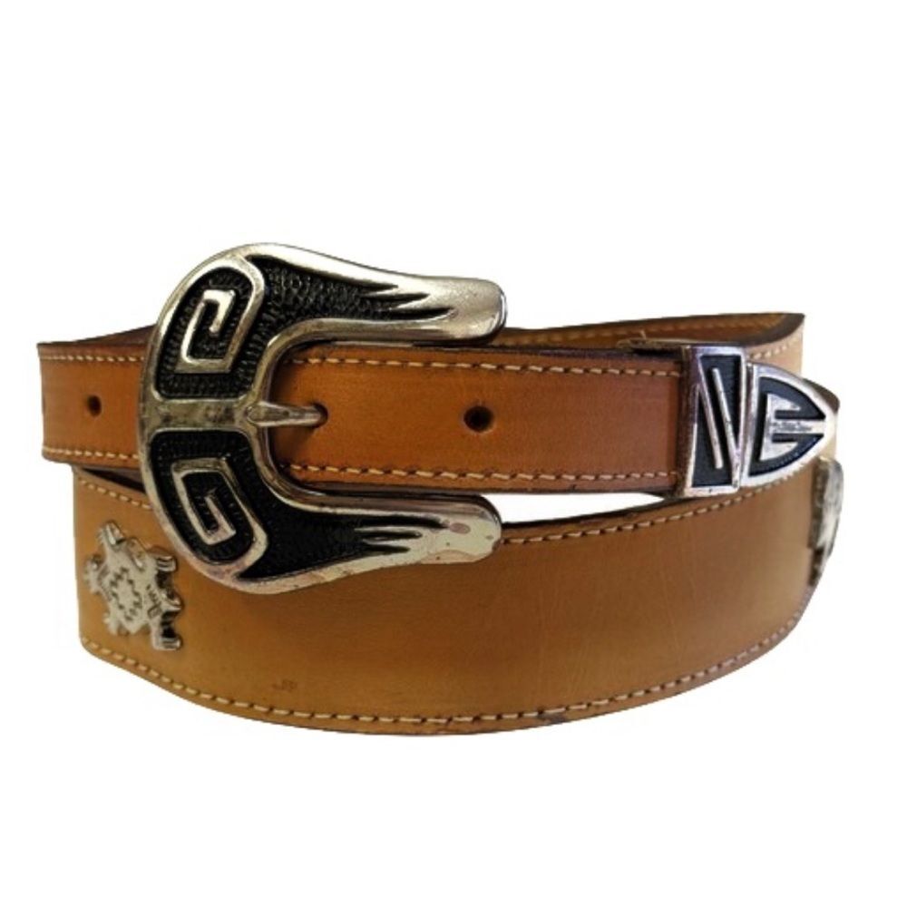 Nocona Belt Co. American West Motif Brown Cognac Leather Belt 32